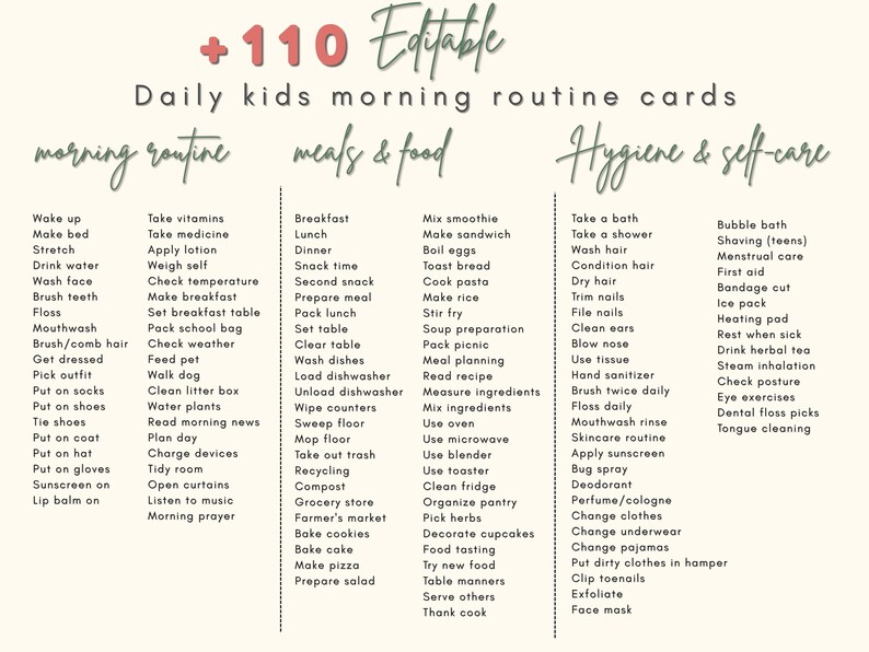 Daily Routine Cards Visual Schedule Toddler Routine Chore Chart Daily ...