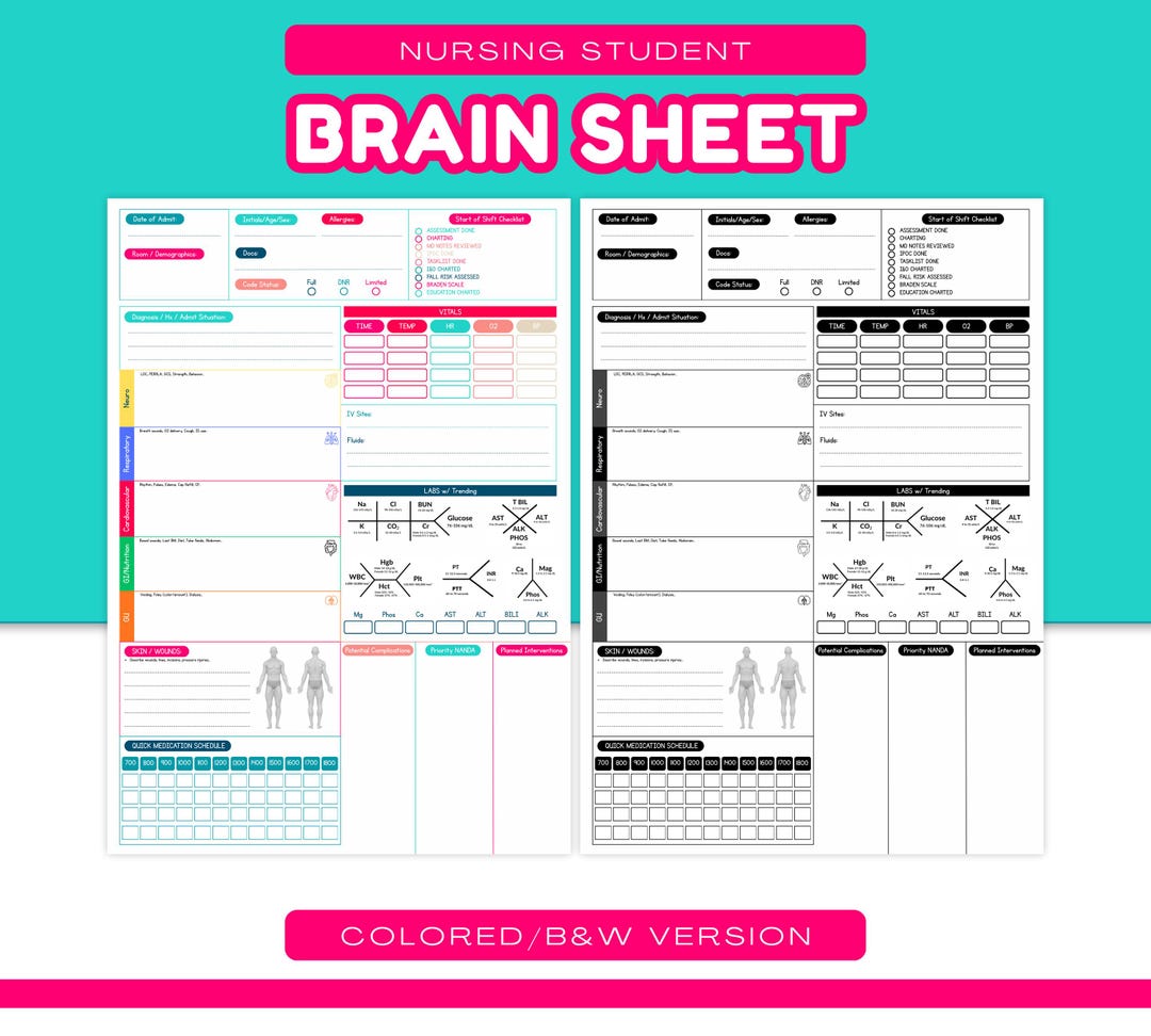 Nursing Brain Sheet - Etsy