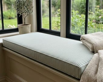 Breakfast Nook Cushion Green  Striped Bench Cushion