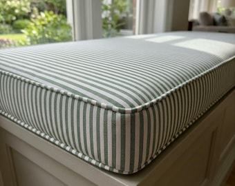 Banquette Cushion Green  Striped Bench Cushion