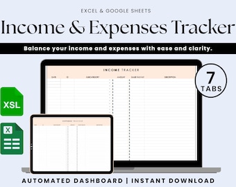 Digitaler Einnahmen und Ausgaben Tracker: Google Sheets Haushaltsplaner (Digitaler Download)