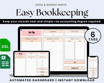 Einfache Buchhaltung Tabelle: Einnahmen & Ausgaben Tracker (Digitaler Download)