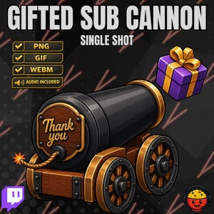 Gifted Sub Cannon Alert | Twitch Alert Animation | OBS Stream Alert | Streamer.bot Asset | WEBM Overlay | Twitch Gifted Subs