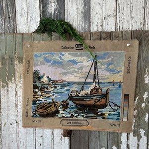 Vintage Fishing Boats, Cottage Needlepoint, France
