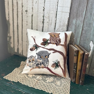 Handmade Vintage Owl Pillow, Found in England