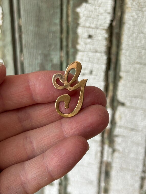 Gold Monogram G Brooch in Script Font, Lapel Pin,… - image 5