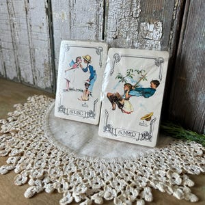Vintage speelkaarten Norman Rockwell, lente, zomer, complete kaartspellen