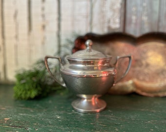 Sugar Bowl with Lid, Vintage Metal