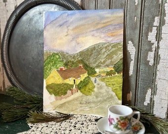 Welsh Cottage Watercolor Painting, Original Art