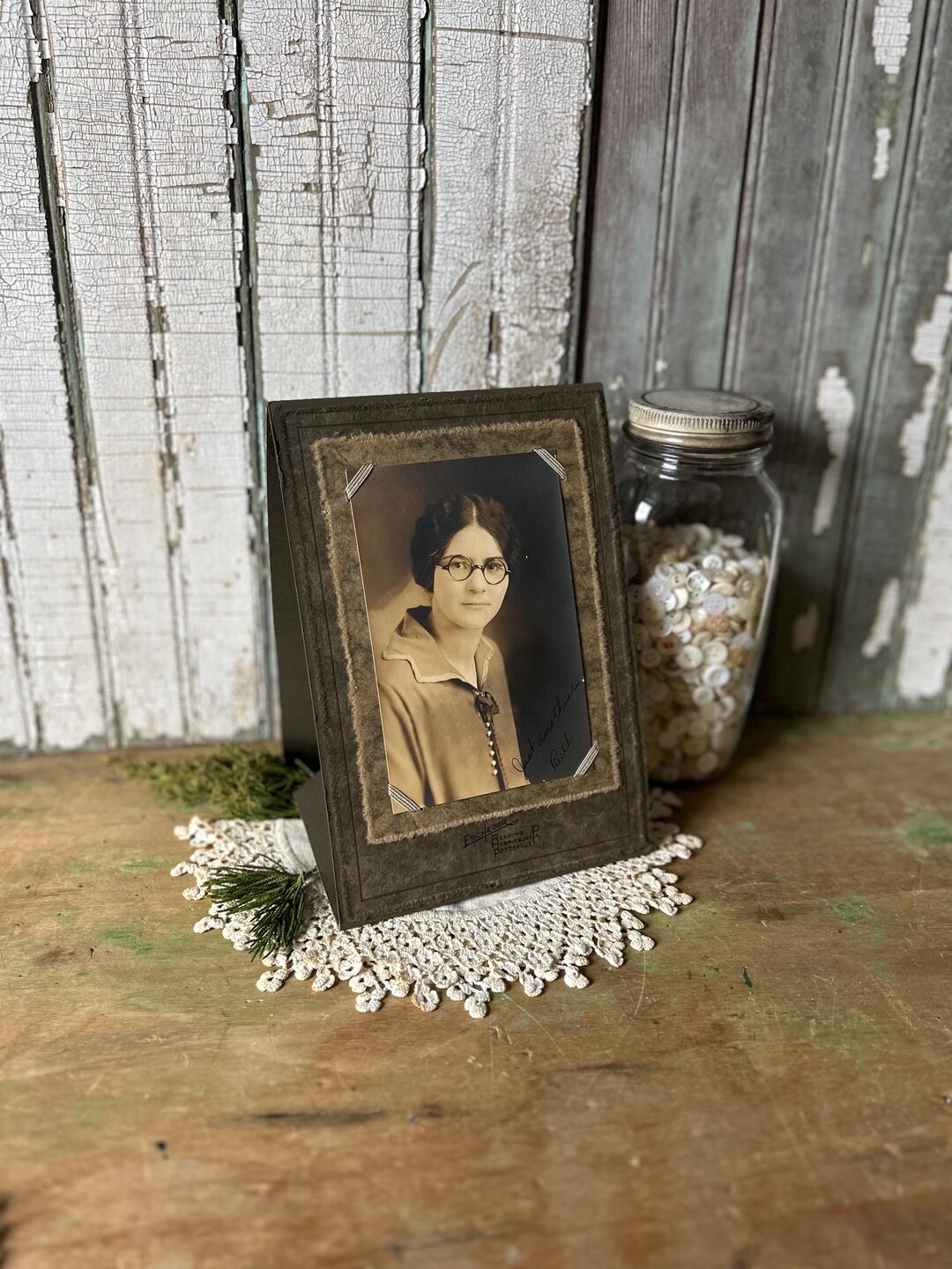 Relative Photo Antique Photo, Instant Relative, Signed Ruth, Sepia Tones, Drab Decor ...