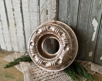 Vintage Fancy, Copper-Colored Jello Mold or Metal Cake Pan