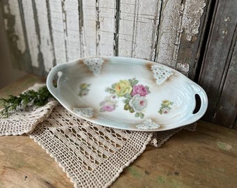 Vintage Classic German Porcelain Oval Dish w Handles