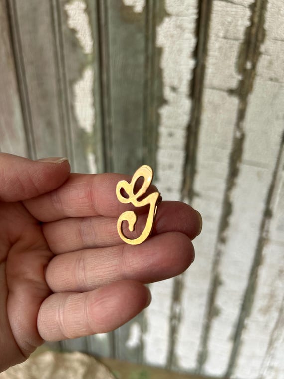 Gold Monogram G Brooch in Script Font, Lapel Pin,… - image 1