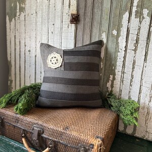 Wool Tweed American Flag Pillow, Eco Friendly, Recycled