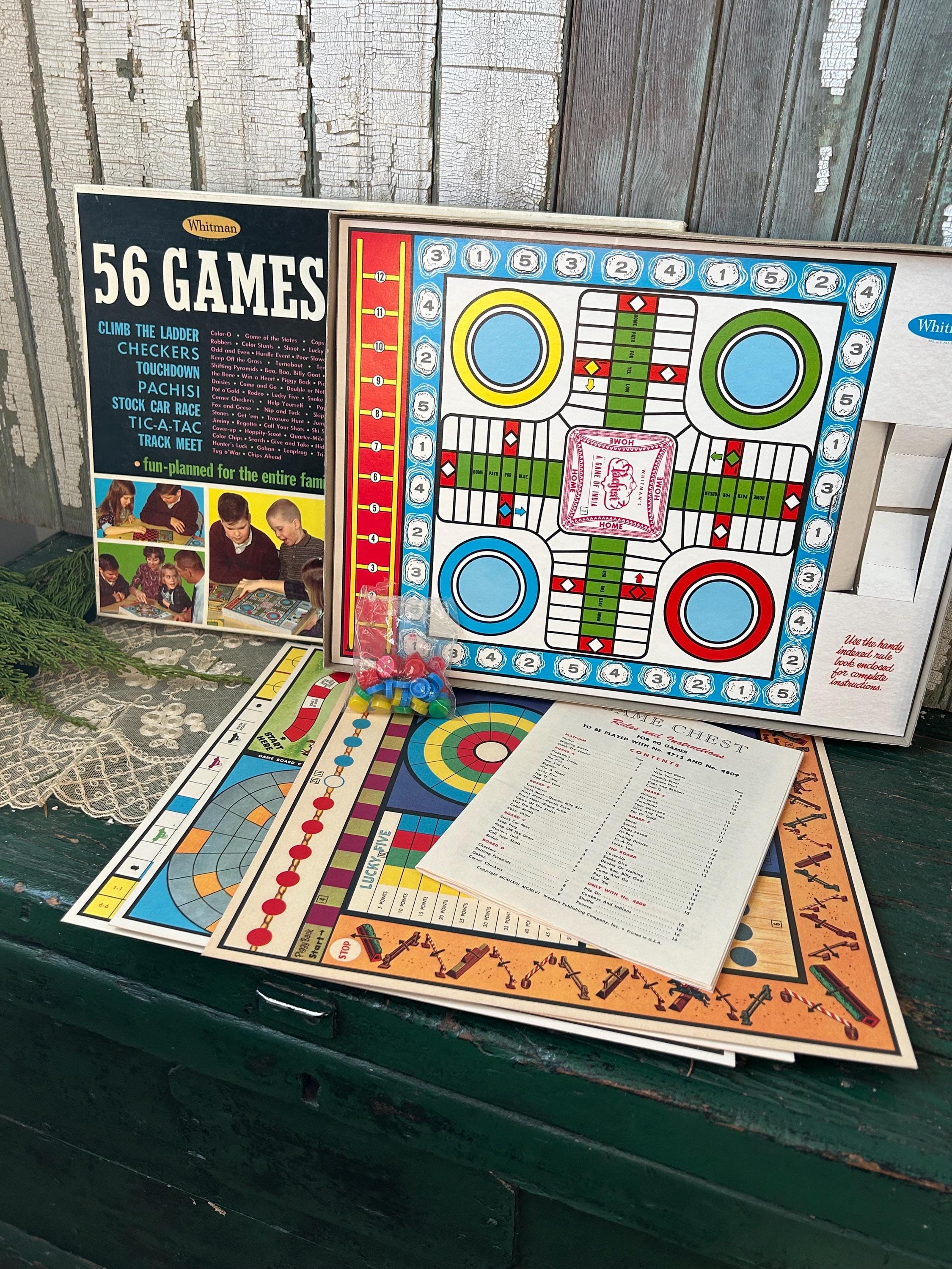 Vintage 56 Games in a Box, 1960's, Dice, Game Boards, Complete Instructions