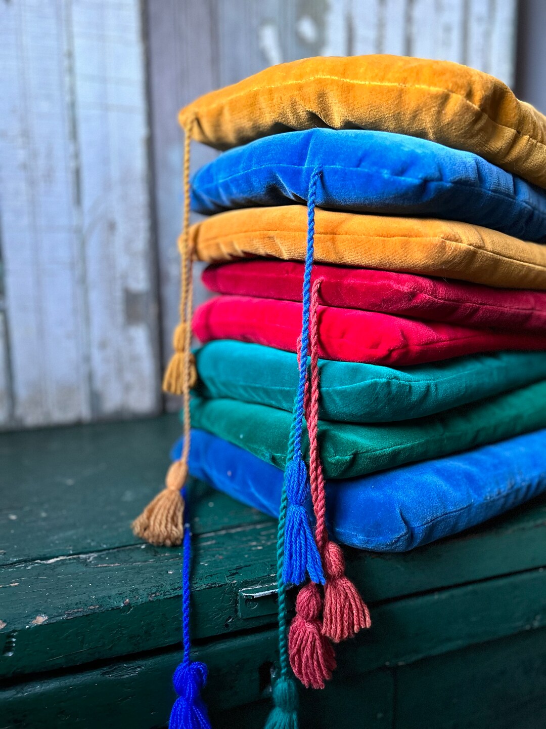 Vintage Velvet Prayer Cushions Set of 8 Jewel Tones Etsy