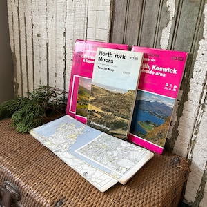 Vintage lot of British Maps, Found in England, 1970’s, 80’s