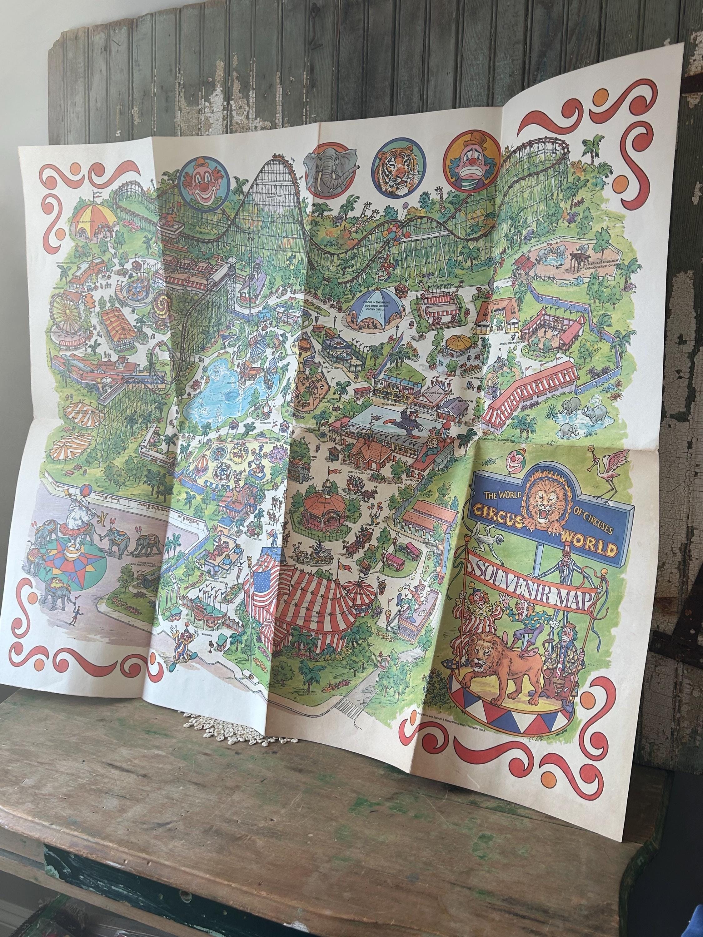 Vintage Circus Souvenir Map Poster, Ringling and Barnum Bailey Circus ...