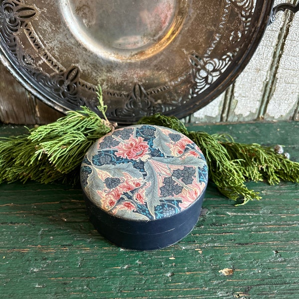 Suede, Leather and Silk Jewelry Box, Found in England, Vintage