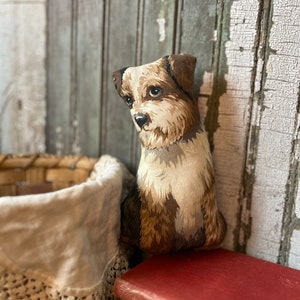 Small Stuffed Terrier Dog, Vintage, Handmade Craft