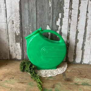 Vintage Burrite, Green Plastic Pitcher, Jug with an Art Deco Design