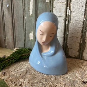 Vintage Ceramic Mary, Madonna Bust, Handmade Piece, 1960&#39;s, Religious Statue