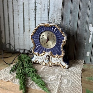 Vintage Ceramic Clock, Sessions, French Style, Bust of Lady, in need of repair