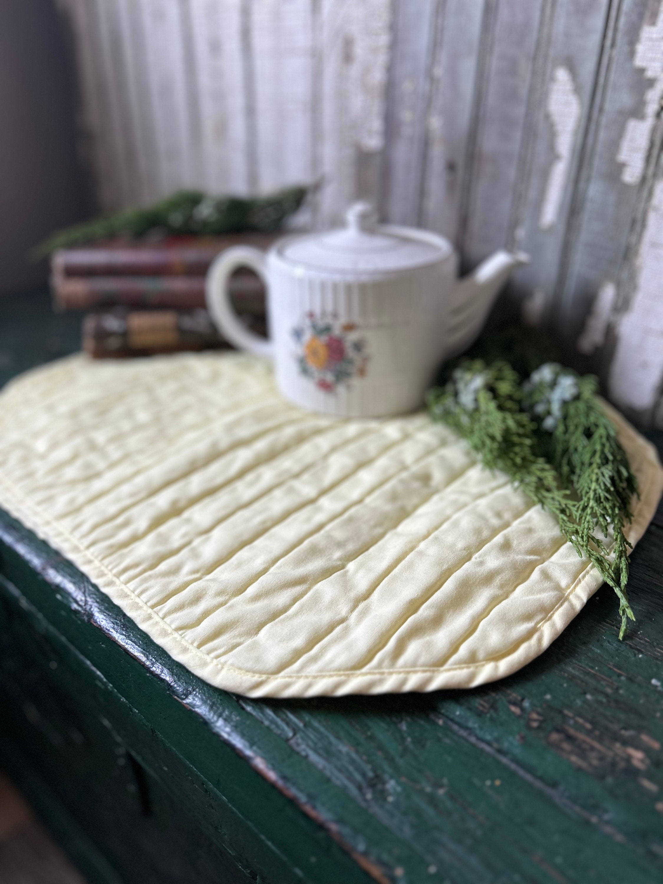 Pale Yellow Placemats, 1980s Vintage