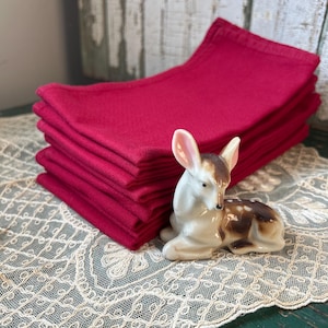 Vintage Burgundy Cloth Napkins, Set of 8