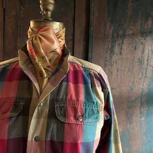 Cowgirl Cotton Plaid Shirt, Sz Small Petite, Vintage