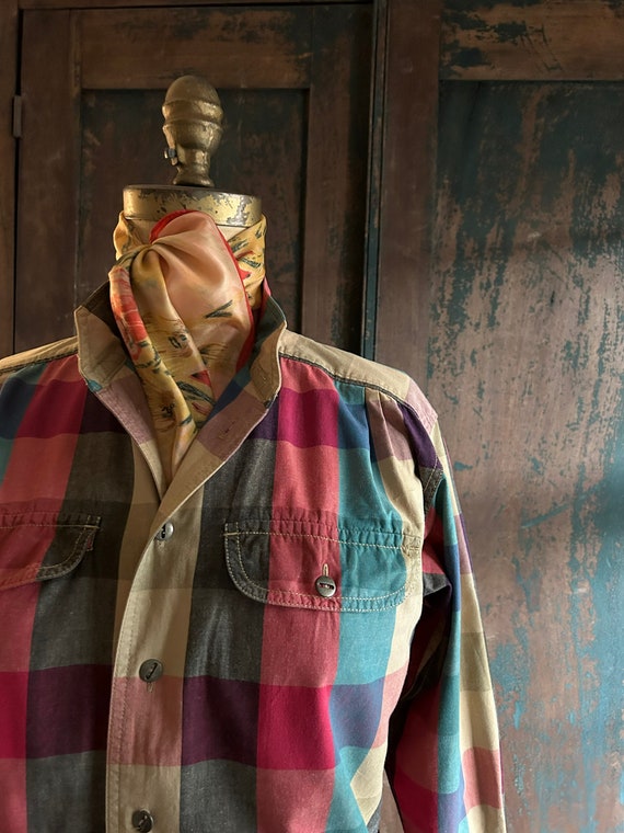 Cowgirl Cotton Plaid Shirt, Sz Small Petite, Vint… - image 1