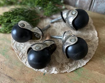 Vintage Set of Four Swivel Casters for Chair Leg, Furniture Bottoms