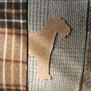 Airedale Terrier Wool Tweed Pillow, Plaid, Tartan, Recycled, Handmade, Eco-Friendly image 4