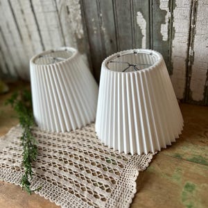 Vintage White Hard Plastic Pleated Lampshades, Mid Century Modern, Great Condition
