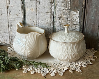 Vintage Lenox Cottage Pattern, Sugar Bowl and Creamer, 1980's