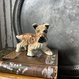 SCHNAUZER Dog, Ceramic Figurine, Japan, Vintage