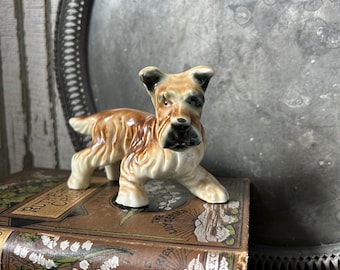 SCHNAUZER Dog, Ceramic Figurine, Japan, Vintage