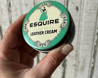 Vintage Jar of Esquire Fine Soft Leather Cream, 1940's