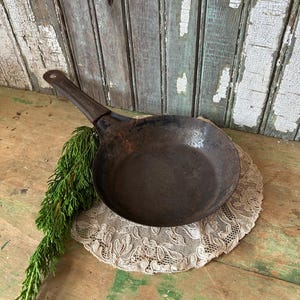 Vintage ACME Metal Frying Pan, Rustic Kitchen, Campfire Use