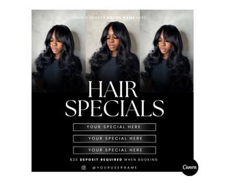 Hair Specials Luxury Flyer Template | Canva Premade Editable Template