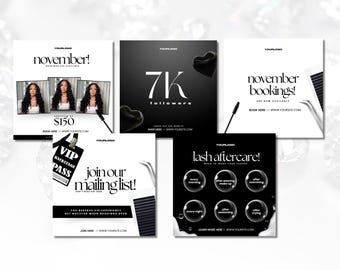 Lash Tech Luxus Flyer, Lash Tech Branding Kit, 20 enthaltene Wimpern Instagram Vorlage, Canva Vorlage, bearbeitbar