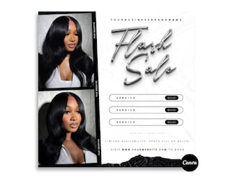 Flash Sale Luxury Premade Canva Flyer| Lash Tech, Nail Tech, Salon Owner, Esthetician, Makeup Artist, Hair Promo, Boutique Sale Promo Flyer