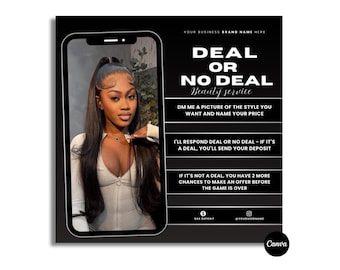 Deal or Decline Booking Flyer, Booking Specials Flyer, Hair Stylist, Lash Tech, Nail Tech, Hair Stylist, Editable Canva Template