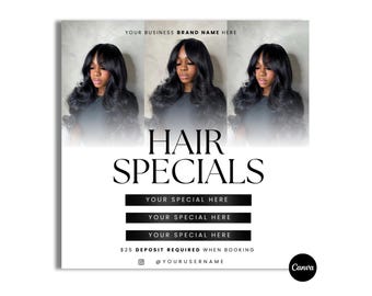 Hair Specials Luxury Flyer Template | Canva Premade Editable Template