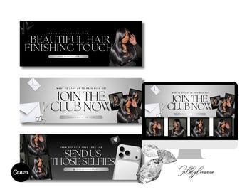 Website Luxus Banner Vorlagen | Haar Shopify Wix Web-Banner | Web-Slide-Banner