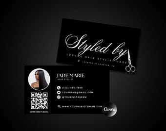 Luxury Modern Hair Stylist Business Card Template | Beauty Salon Card for Wig & Braid Stylists