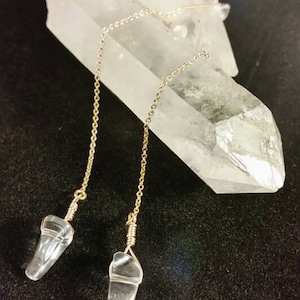 Gold Starlight Clear Quartz Threaders main image 1