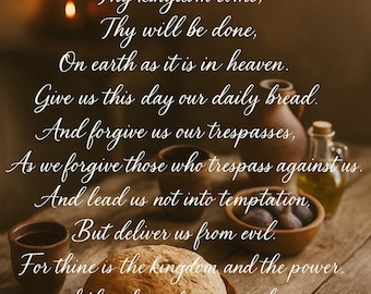 The Lord's Prayer Printable Wall Art: Rustic Christian Decor (Instant Download 5x7 8x10 11x14)