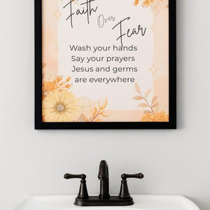 Faith Over Fear Printable Wall Art: Minimalist Christian Decor (Digital Download 8x10in JPG & PDF)