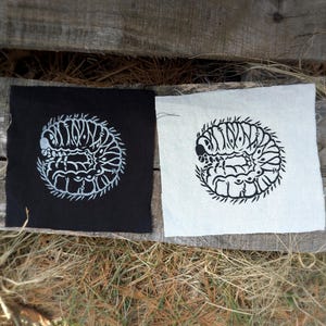 Beetle Grub Patch | Handmade Lino Prints on Cotton | Nature Bugs Insects